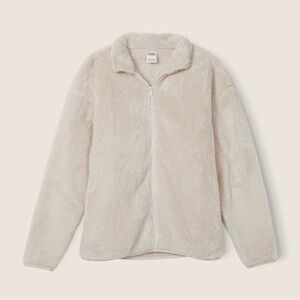victoria secret PINK cream fleece teddy zip up jacket